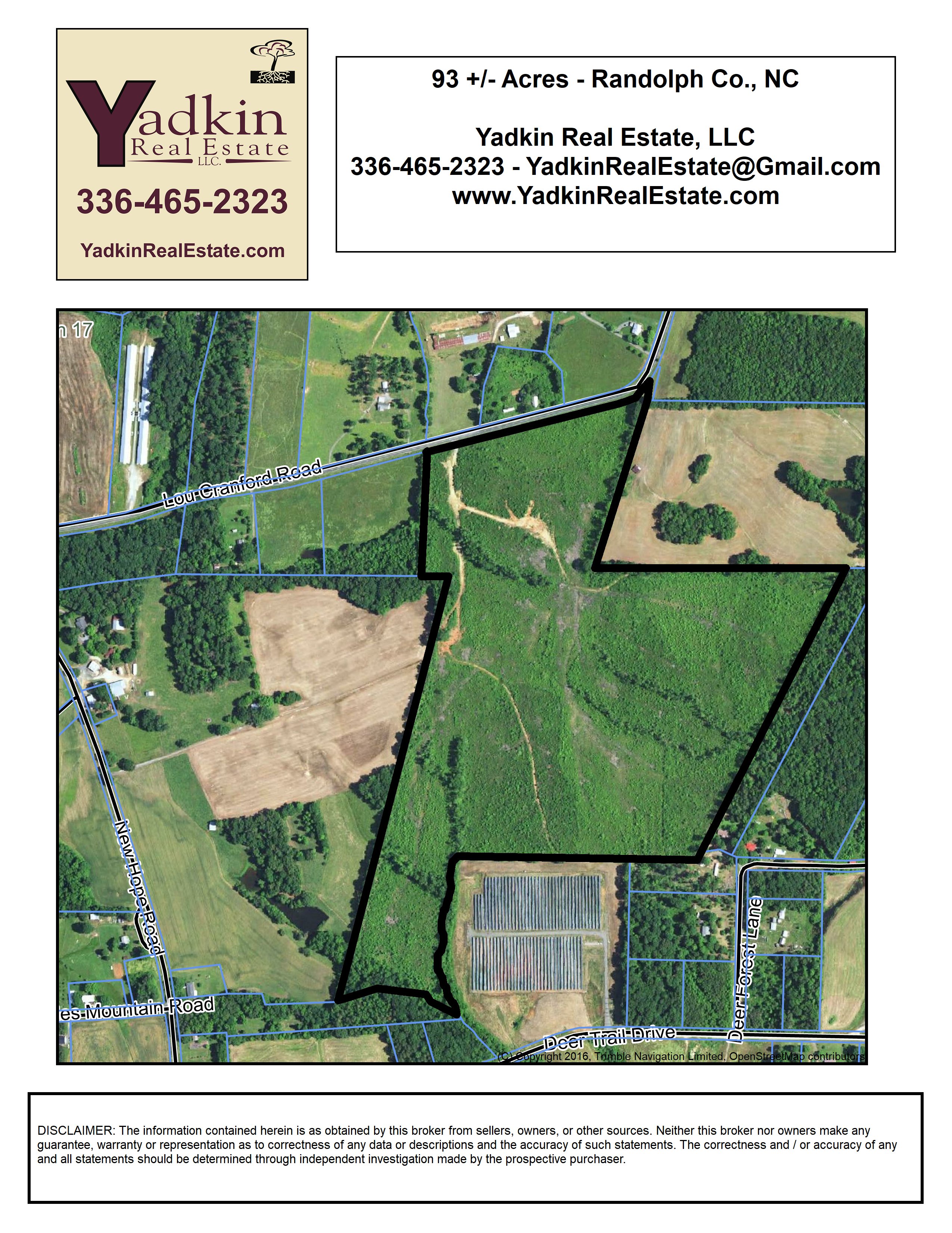 93 Acres, Randolph Co, NC Yadkin Real Estate, LLC